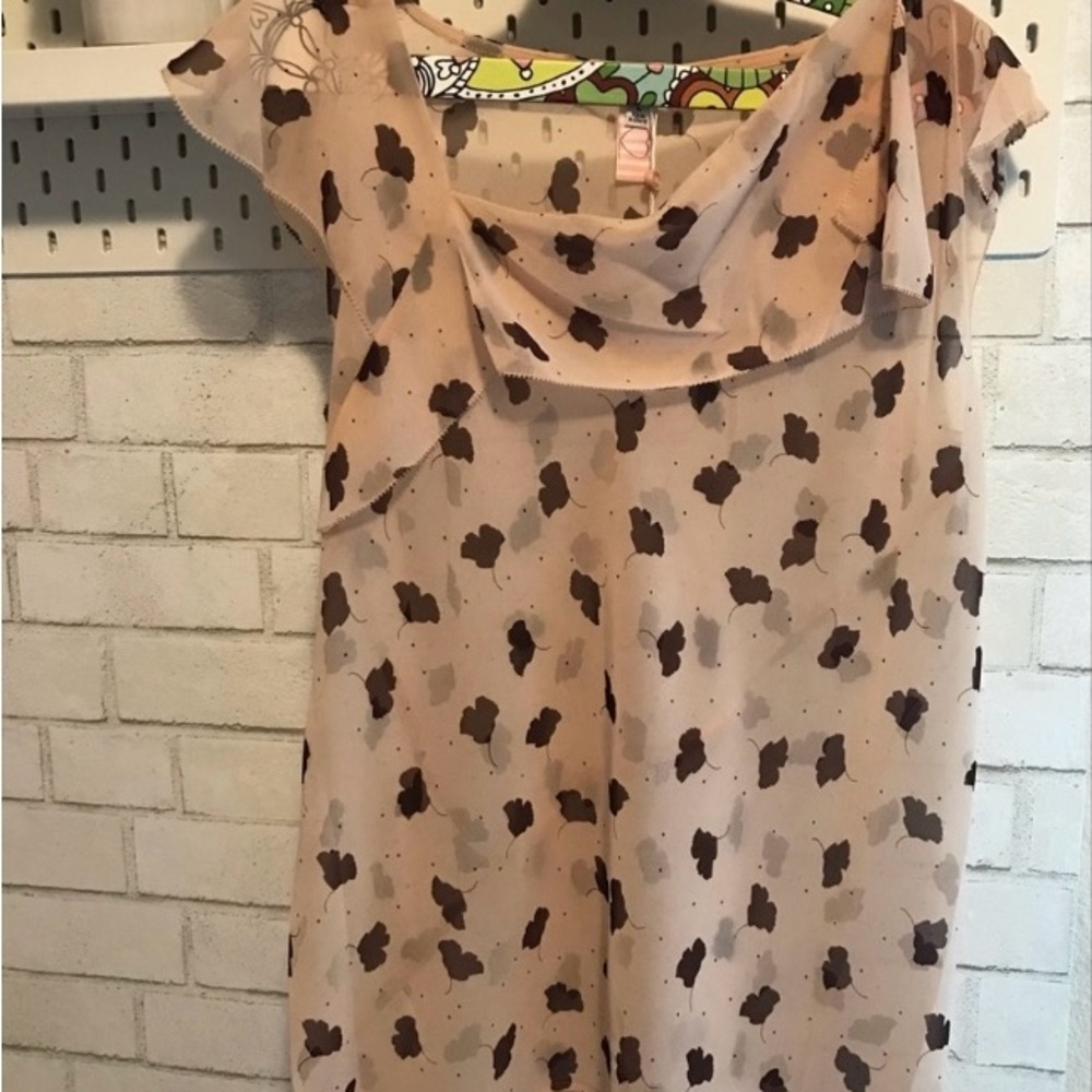 CAbi Beige and Brown Blouse